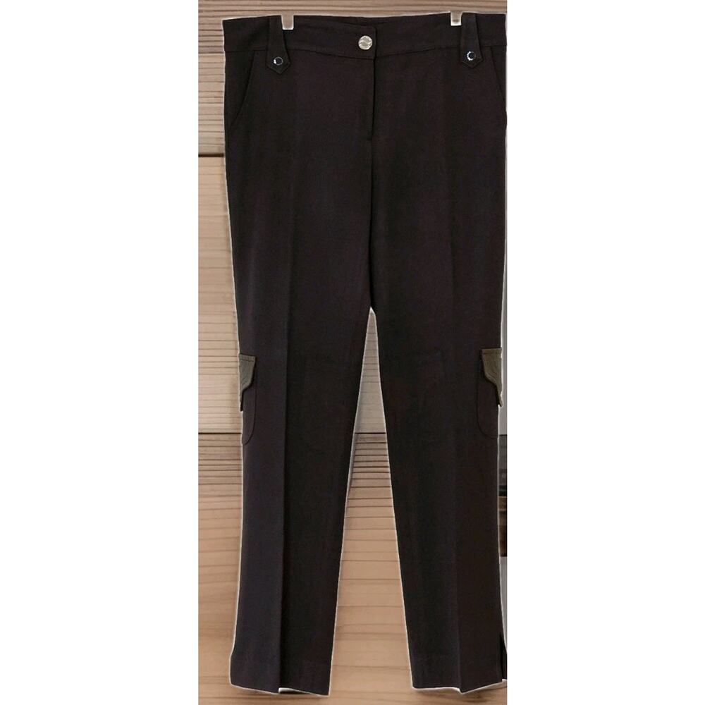 Fitelle Women's Pants Brown Flare Stretch Side Leg Pockets Made In France Size 8